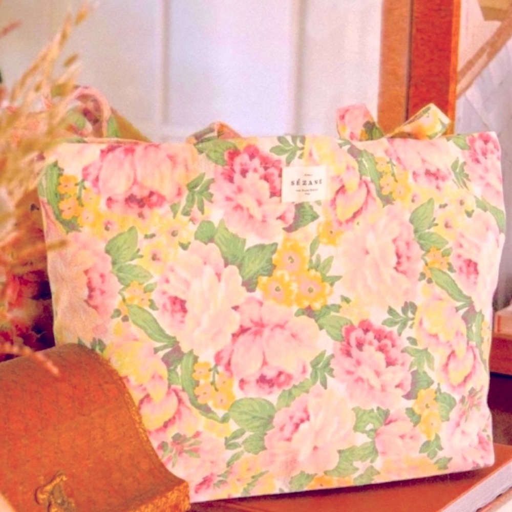 Sézane Floral Tote Bag Peonies
